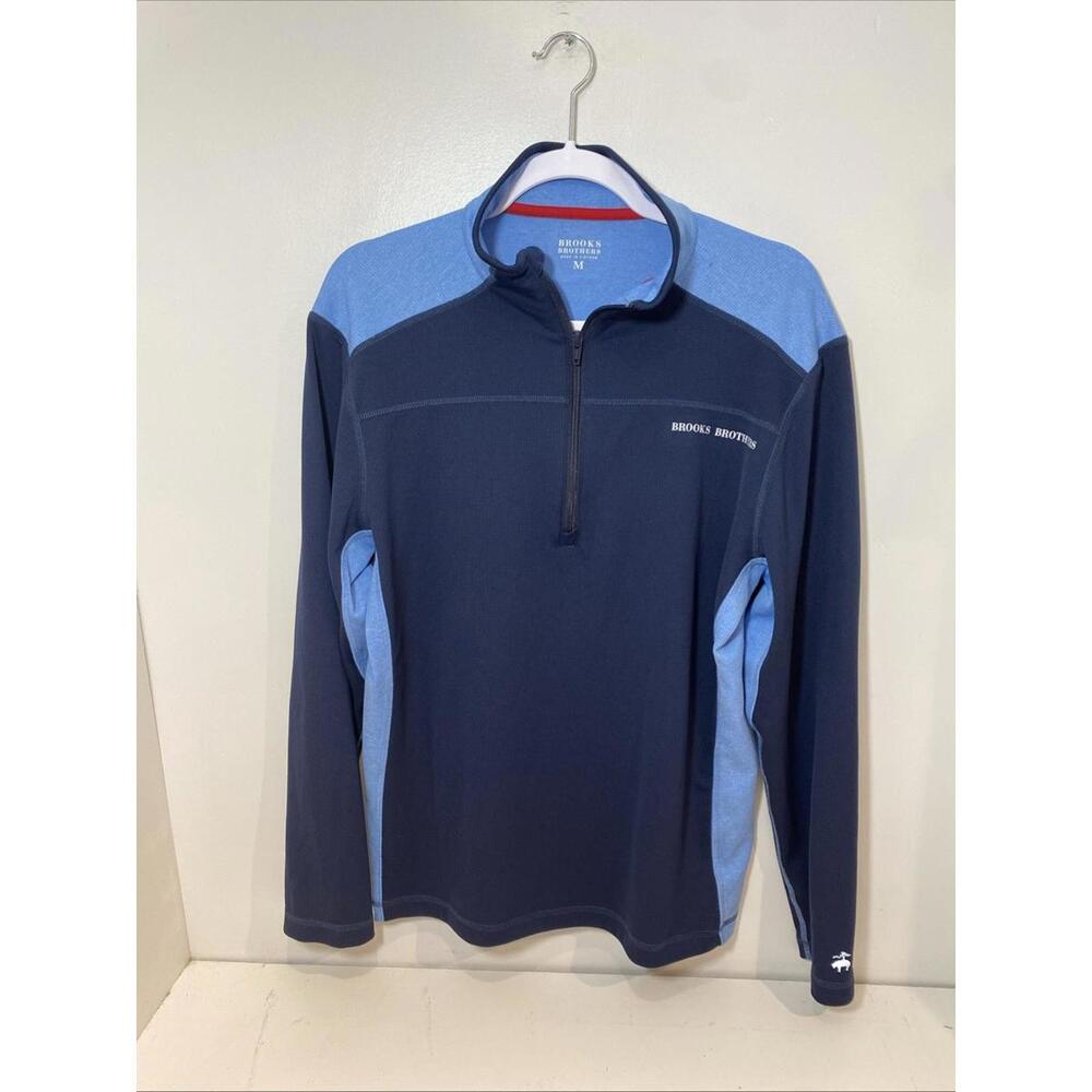 Brooks Brothers Sweater Mens Size M Blue 1/4 Zip Pullover Outdoor Golf NWT